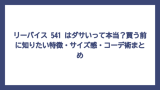 リーバイス 541 はダサいって本当？買う前に知りたい特徴・サイズ感・コーデ術まとめ