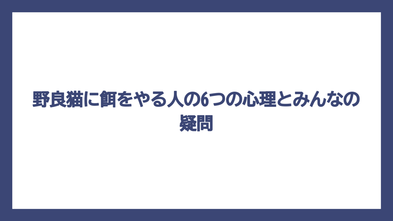 野良猫に餌をやる人の6つの心理とみんなの疑問