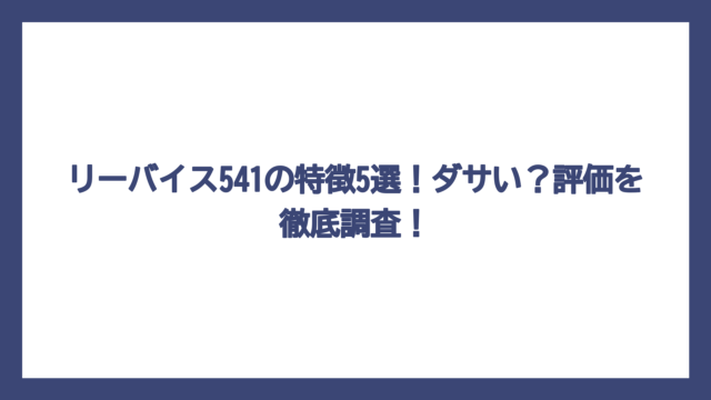 リーバイス541の特徴5選！ダサい？評価を徹底調査！