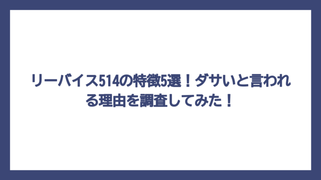 リーバイス514の特徴5選！ダサいと言われる理由を調査してみた！