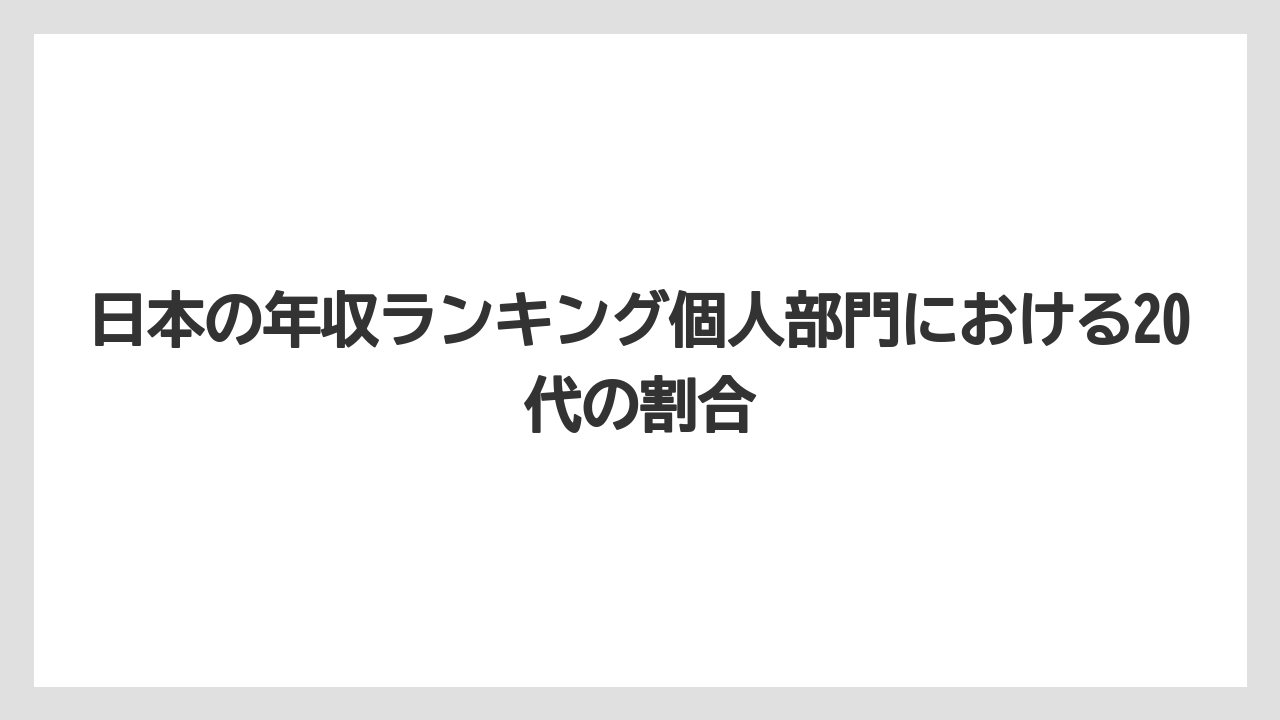 日本の年収ランキング個人部門における20代の割合