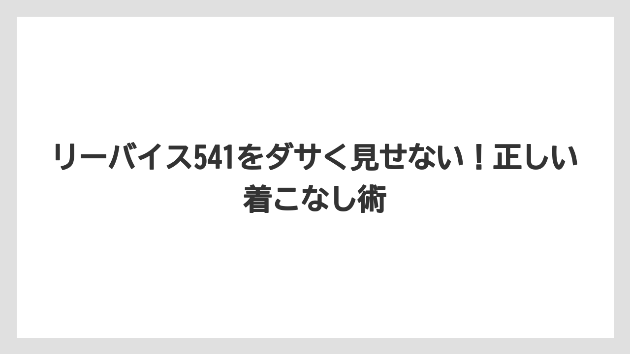 リーバイス541をダサく見せない！正しい着こなし術