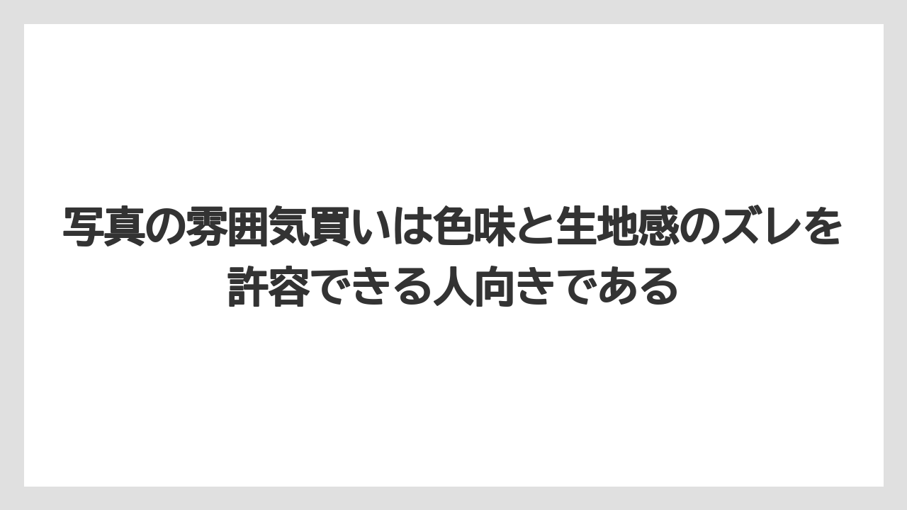 写真の雰囲気買いは色味と生地感のズレを許容できる人向きである