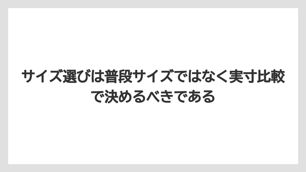 サイズ選びは普段サイズではなく実寸比較で決めるべきである