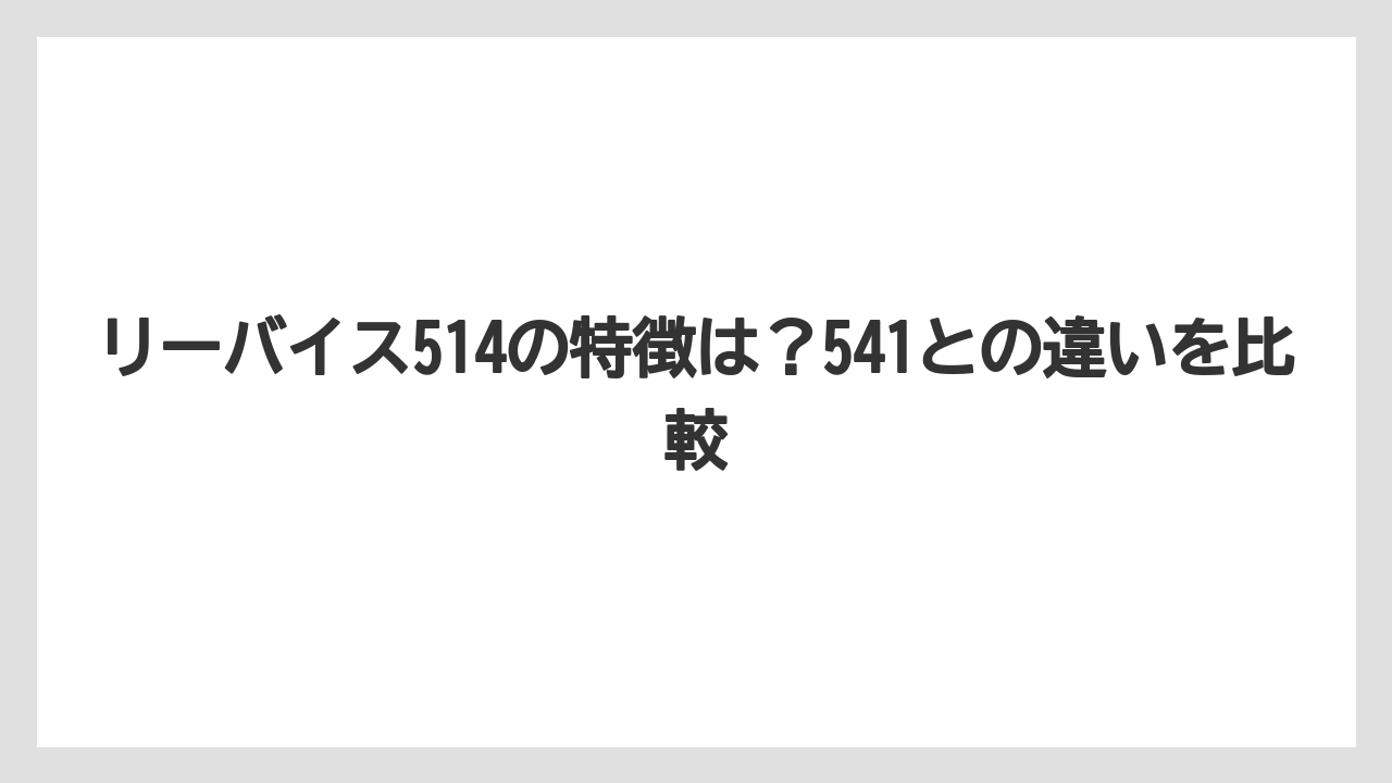 リーバイス514の特徴は？541との違いを比較