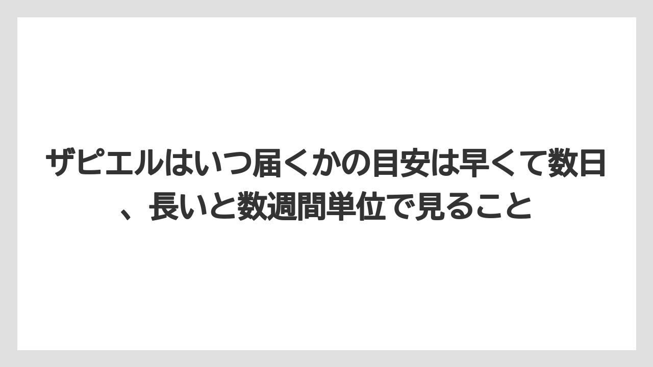 ザピエルはいつ届くかの目安は早くて数日、長いと数週間単位で見ること