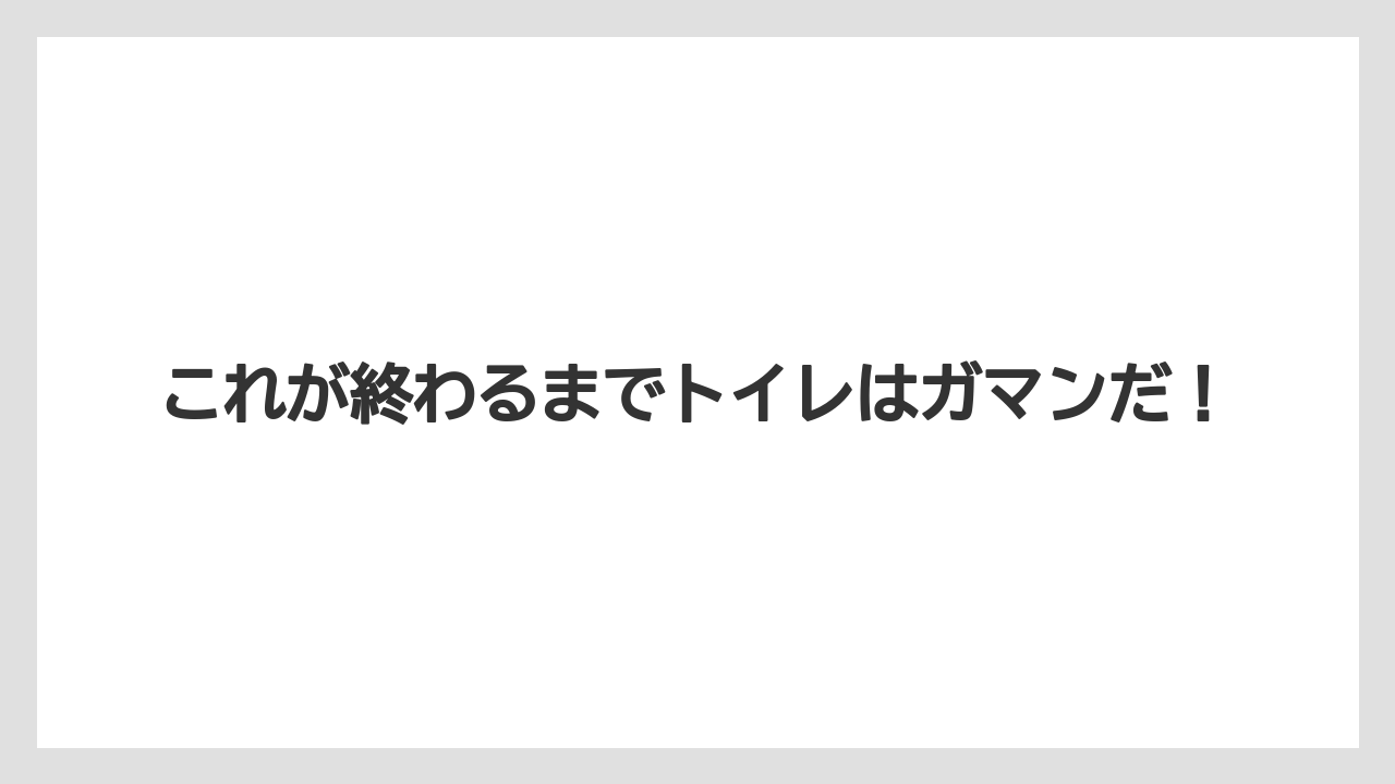 これが終わるまでトイレはガマンだ!