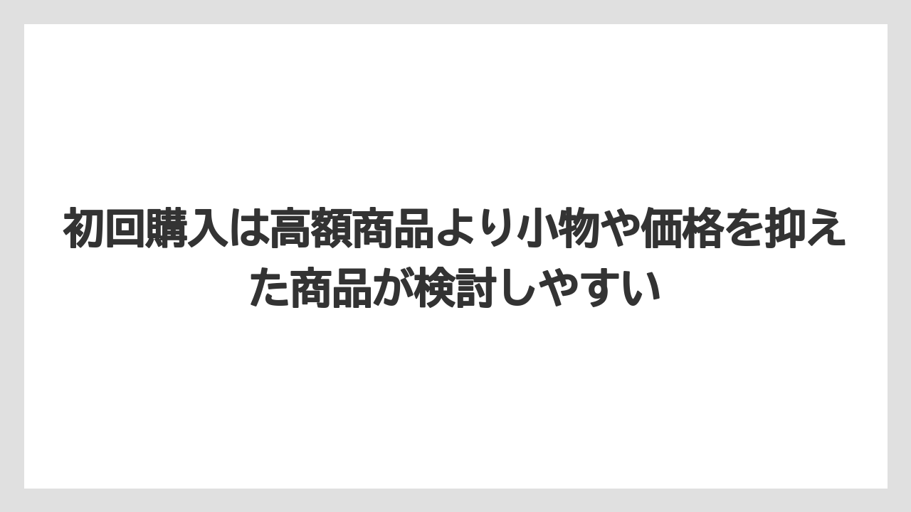 初回購入は高額商品より小物や価格を抑えた商品が検討しやすい