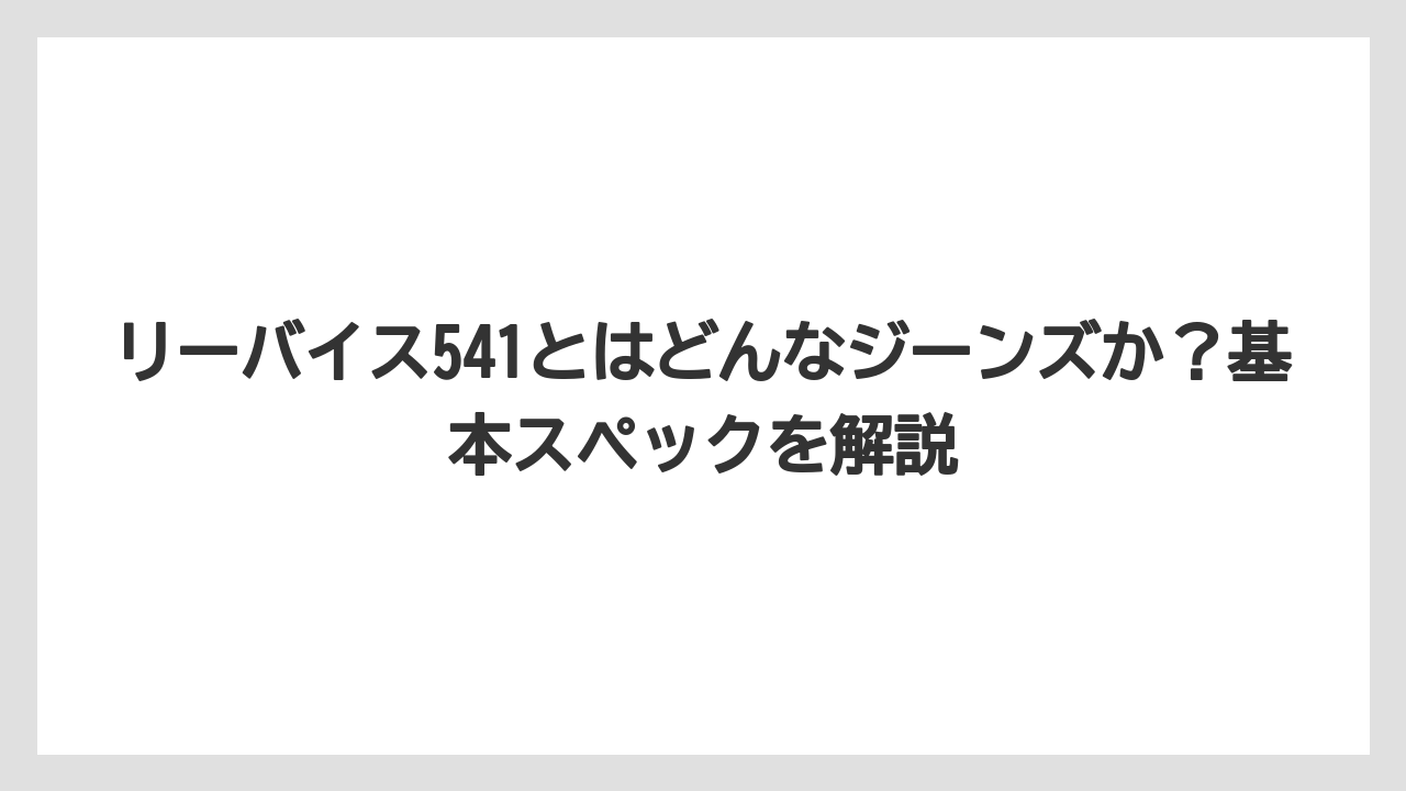 リーバイス541とはどんなジーンズか？基本スペックを解説