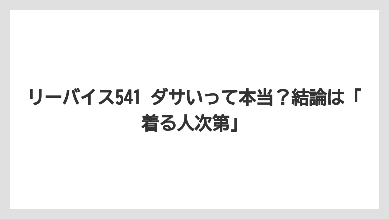 リーバイス541 ダサいって本当？結論は「着る人次第」