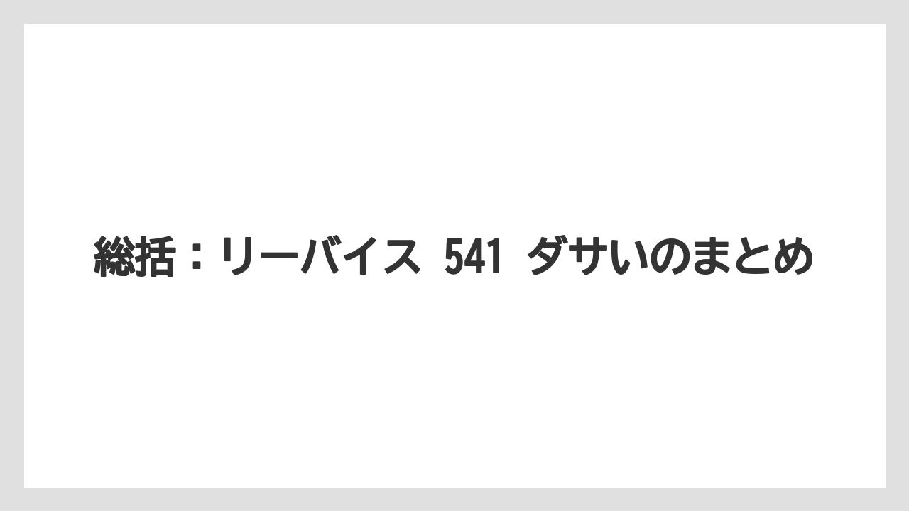 総括：リーバイス 541 ダサいのまとめ