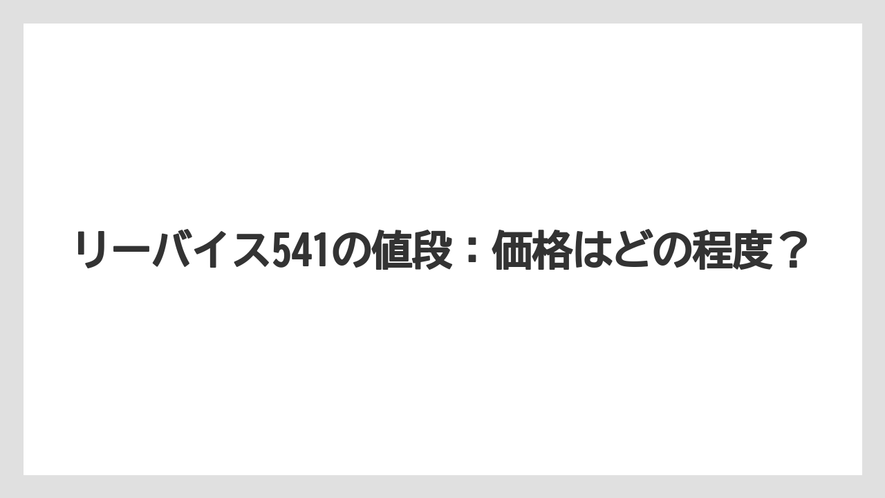 リーバイス541の値段：価格はどの程度？