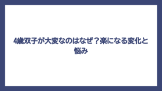 4歳双子が大変なのはなぜ？楽になる変化と悩み