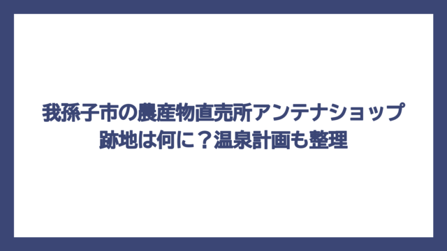 我孫子市の農産物直売所アンテナショップ跡地は何に？温泉計画も整理