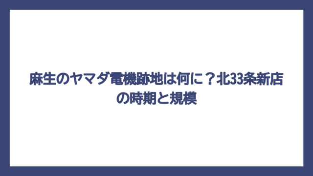 麻生のヤマダ電機跡地は何に？北33条新店の時期と規模