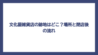 文化屋雑貨店の跡地はどこ？場所と閉店後の流れ