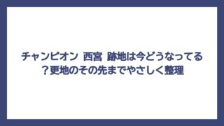 チャンピオン 西宮 跡地は今どうなってる？更地のその先までやさしく整理