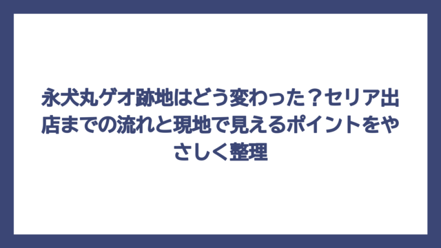 永犬丸ゲオ跡地はどう変わった？セリア出店までの流れと現地で見えるポイントをやさしく整理