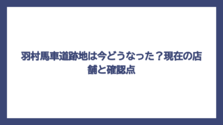 羽村馬車道跡地は今どうなった？現在の店舗と確認点