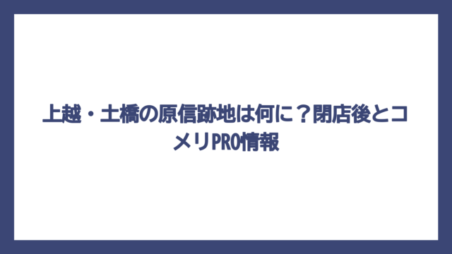 上越・土橋の原信跡地は何に？閉店後とコメリPRO情報