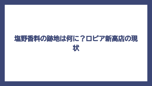 塩野香料の跡地は何に？ロピア新高店の現状