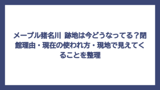 メープル猪名川 跡地は今どうなってる？閉館理由・現在の使われ方・現地で見えてくることを整理