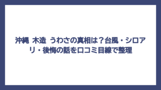 沖縄 木造 うわさの真相は？台風・シロアリ・後悔の話を口コミ目線で整理