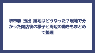 堺市駅 玉出 跡地はどうなった？現地で分かった閉店後の様子と周辺の動きもまとめて整理