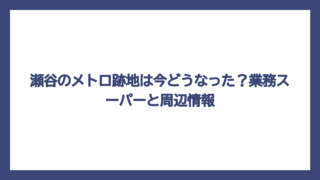 瀬谷のメトロ跡地は今どうなった？業務スーパーと周辺情報
