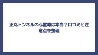 正丸トンネルの心霊噂は本当？口コミと注意点を整理