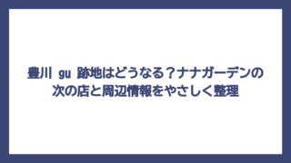 豊川 gu 跡地はどうなる？ナナガーデンの次の店と周辺情報をやさしく整理