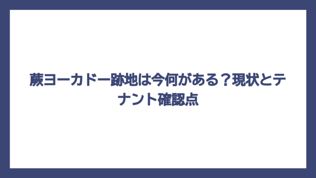蕨ヨーカドー跡地は今何がある？現状とテナント確認点
