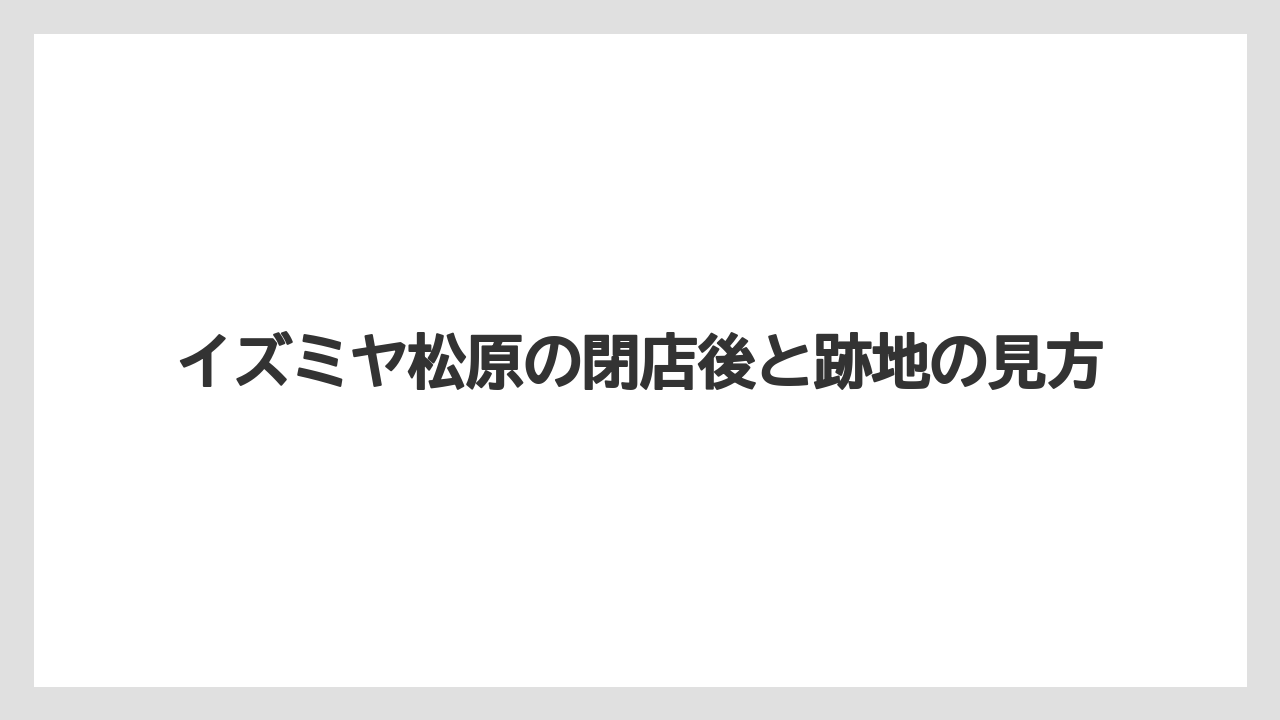 イズミヤ松原の閉店後と跡地の見方