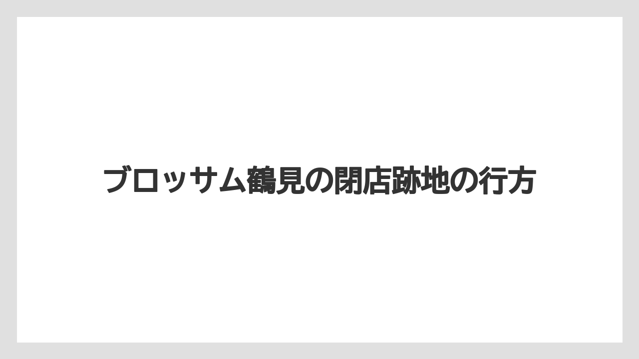 ブロッサム鶴見の閉店跡地の行方