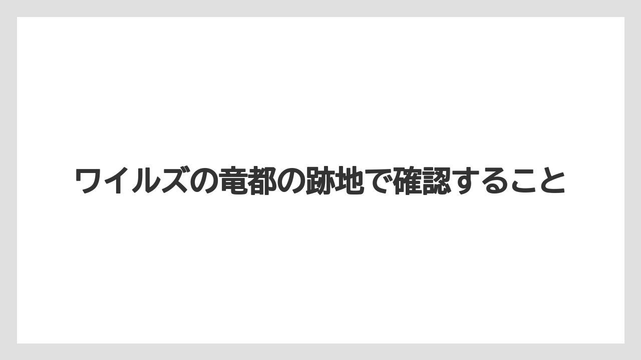 ワイルズの竜都の跡地で確認すること