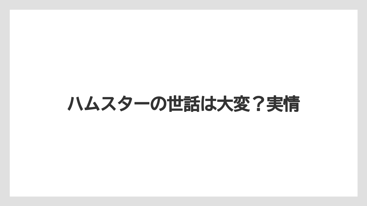 ハムスターの世話は大変？実情