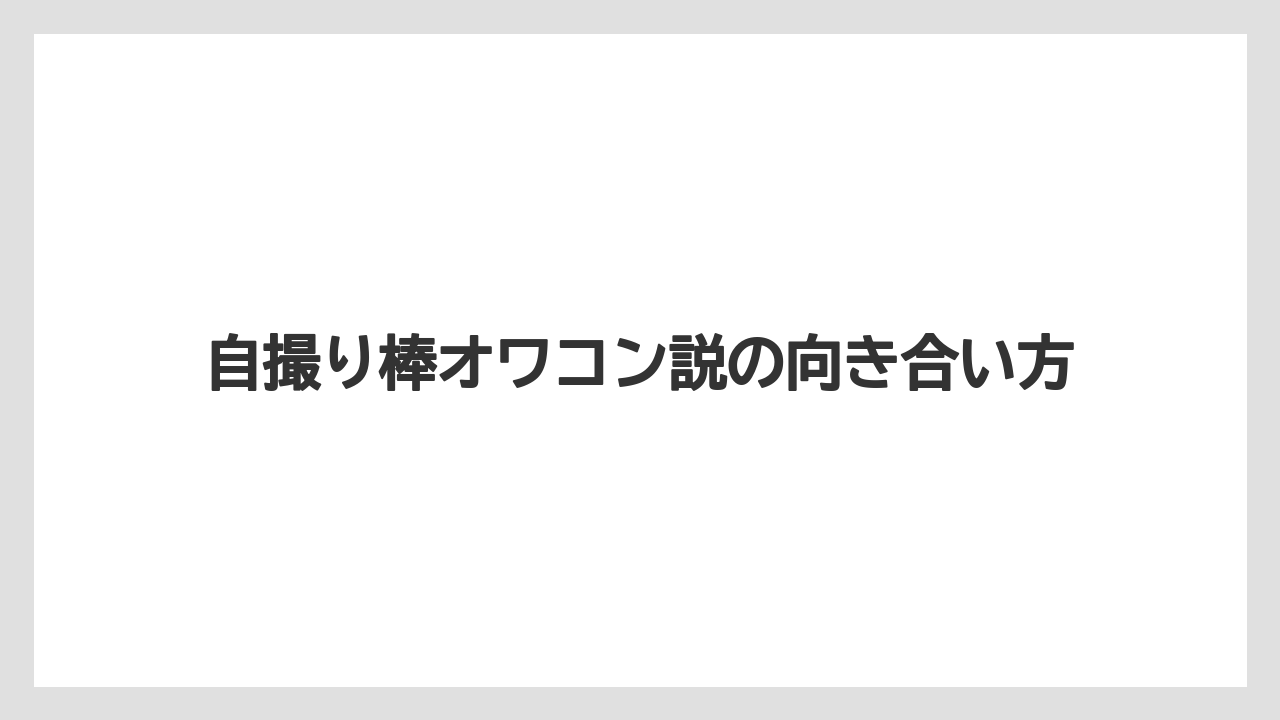 自撮り棒オワコン説の向き合い方
