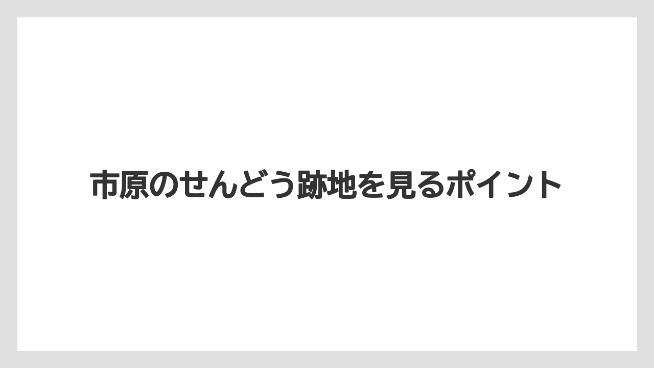 市原のせんどう跡地を見るポイント