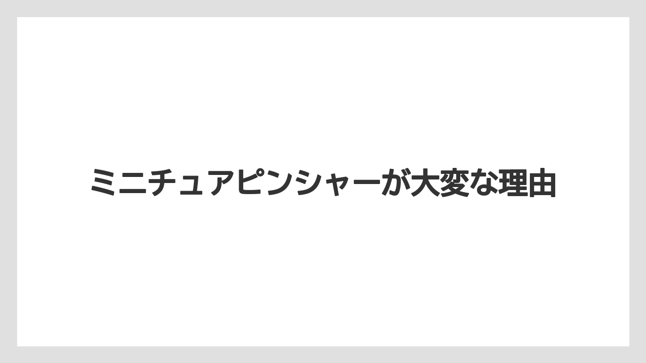 ミニチュアピンシャーが大変な理由