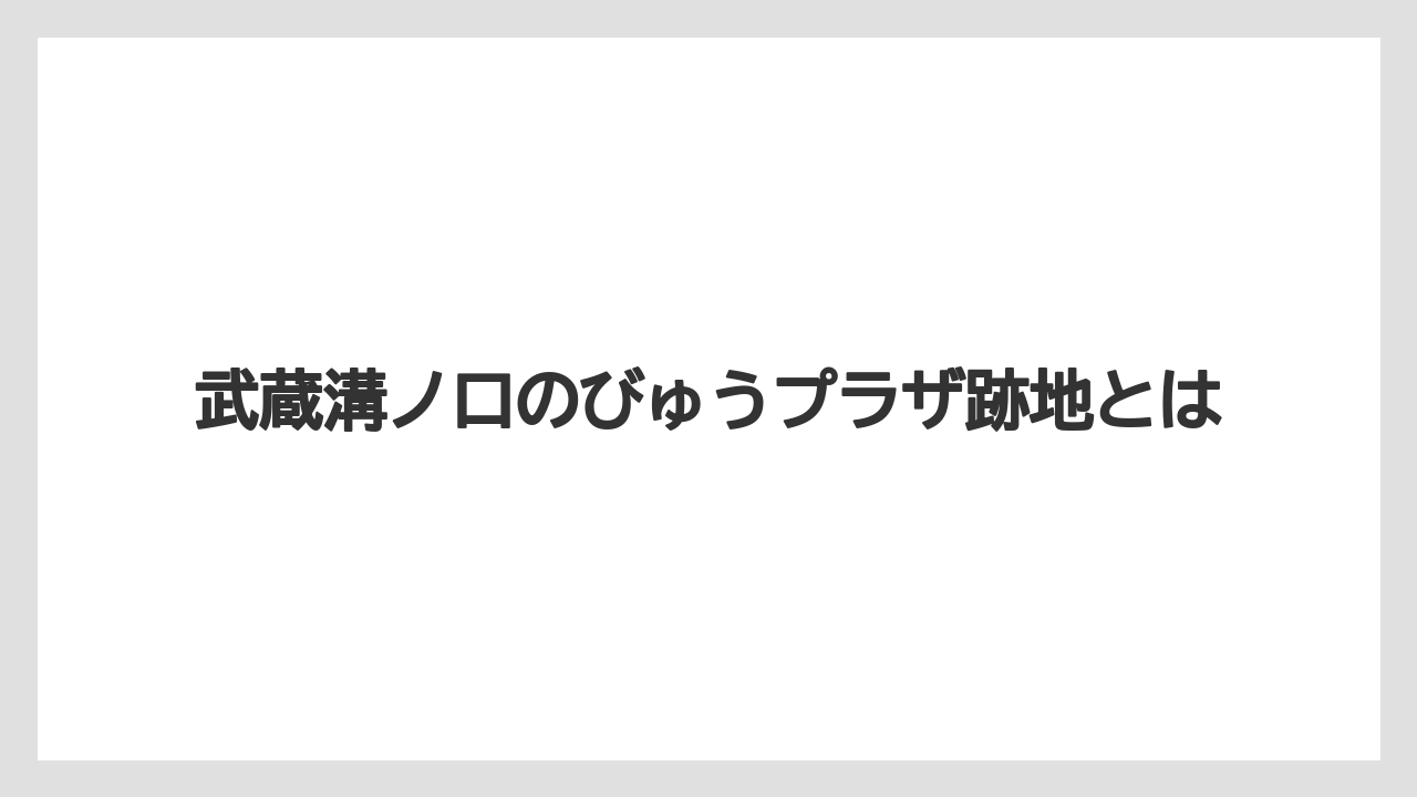 武蔵溝ノ口のびゅうプラザ跡地とは