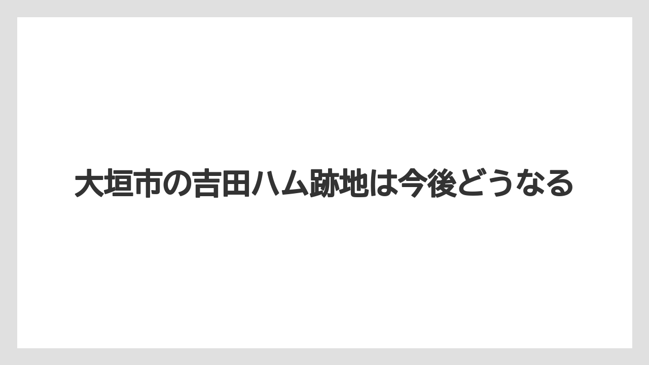 大垣市の吉田ハム跡地は今後どうなる