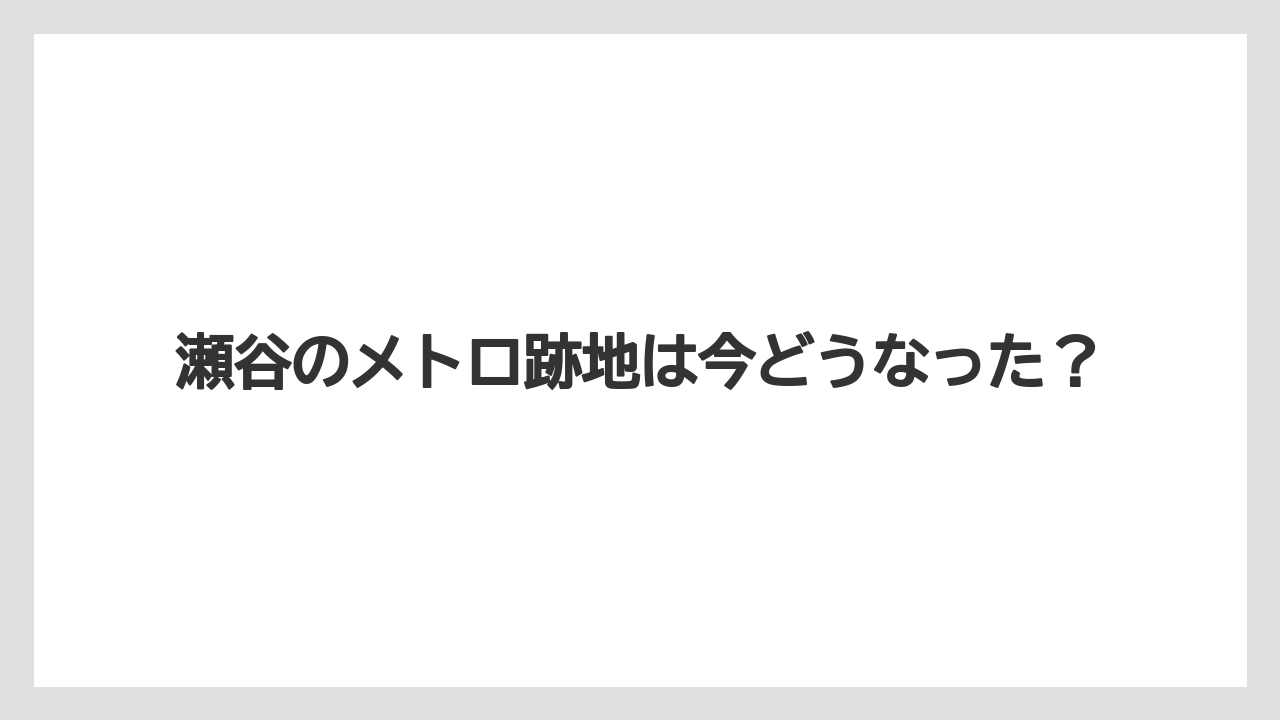 瀬谷のメトロ跡地は今どうなった?