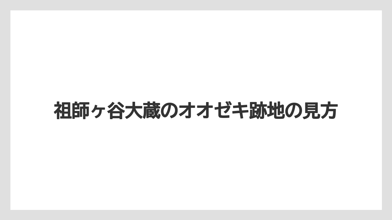祖師ヶ谷大蔵のオオゼキ跡地の見方