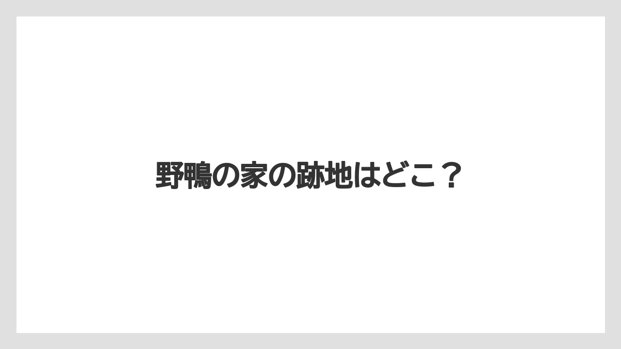 野鴨の家の跡地はどこ?