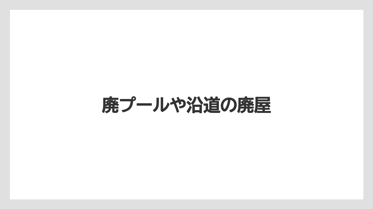 廃プールや沿道の廃屋
