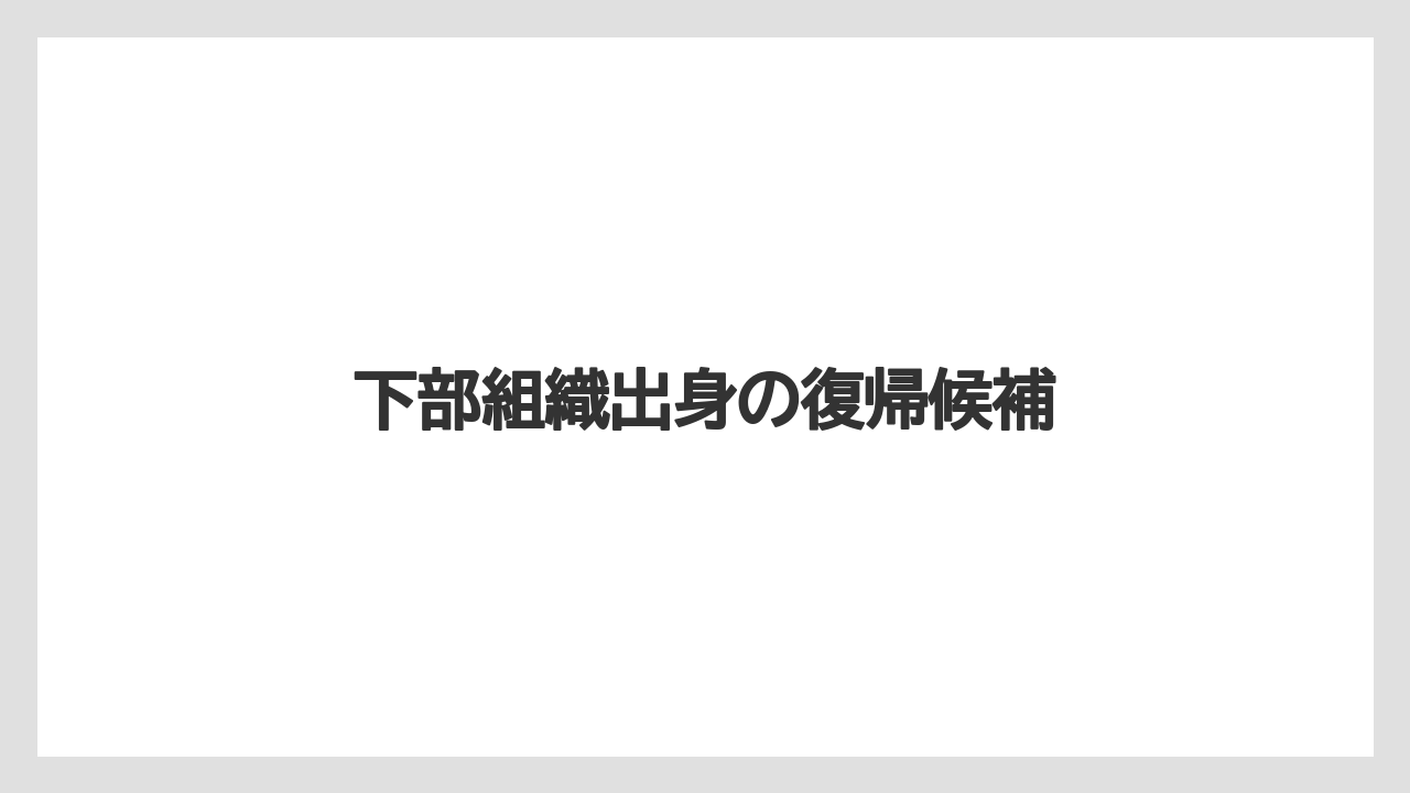 下部組織出身の復帰候補