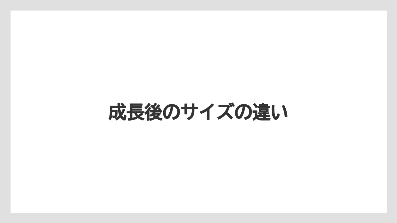 成長後のサイズの違い