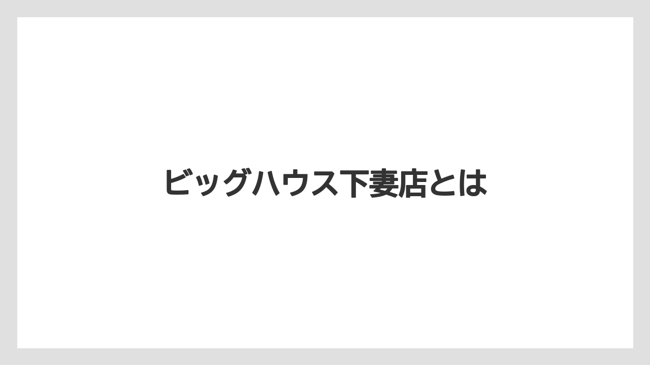 ビッグハウス下妻店とは