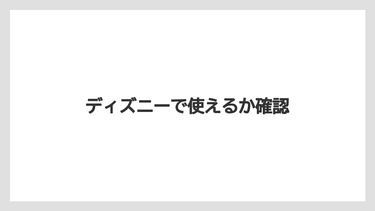 ディズニーで使えるか確認