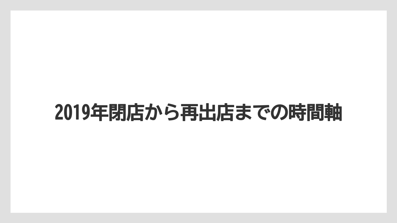 2019年閉店から再出店までの時間軸